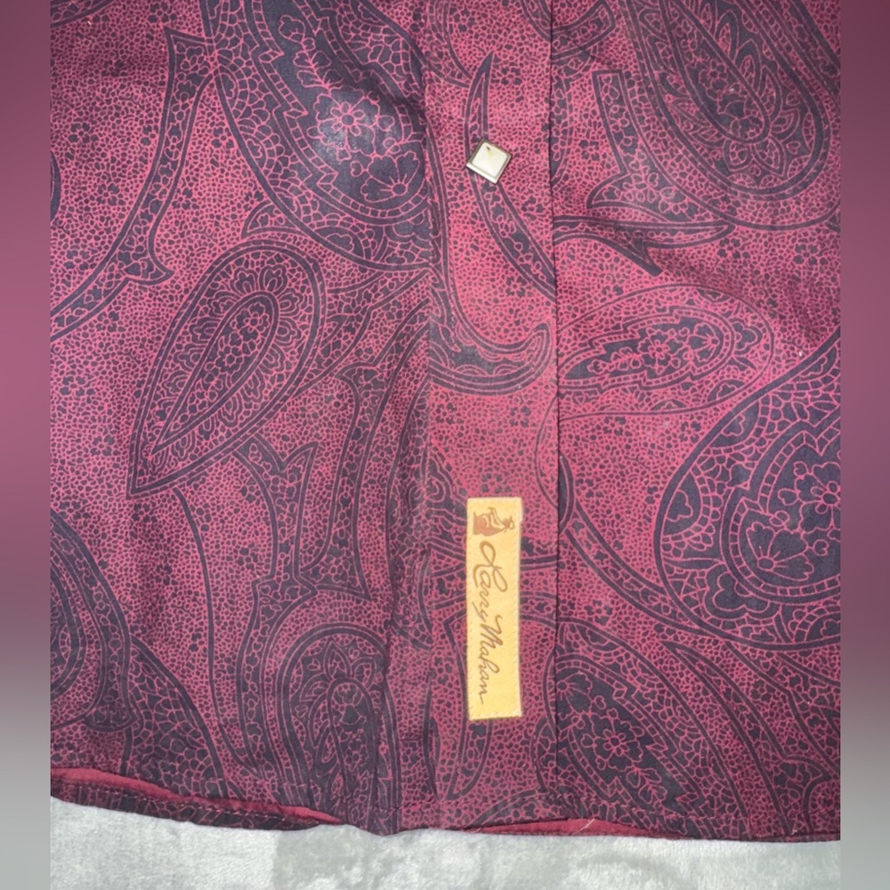 Larry Mahan Burgundy Paisley Pearl Snap Shirt - Picture 4 of 5